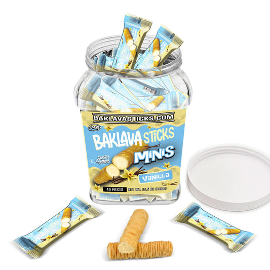 Non Infused Baklava minis with Vanilla Cream Crispy Phyllo Dough