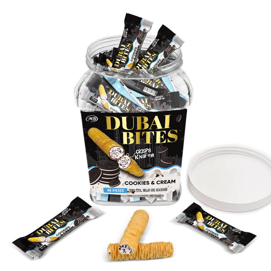 NON INFUSED DUBAI BITES MINIS with COOKIES & CREAM CRISPY KATAIFI KHUNAFA