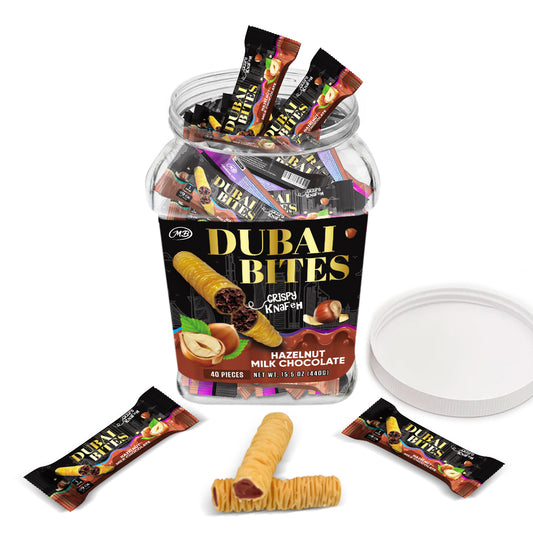 NON INFUSED DUBAI BITES MINIS with HAZELNUT CHOCOLATE CREAM & CRISPY KATAIFI KHUNAFA