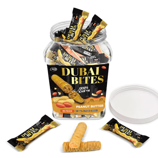 NON INFUSED DUBAI BITES MINIS with PEANUT BUTTER CREAM & CRISPY KATAIFI KHUNAFA