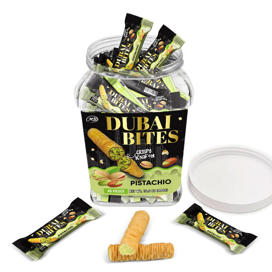 NON INFUSED DUBAI BITES MINIS with PISTACHIO CREAM & CRISPY KATAIFI KHUNAFA