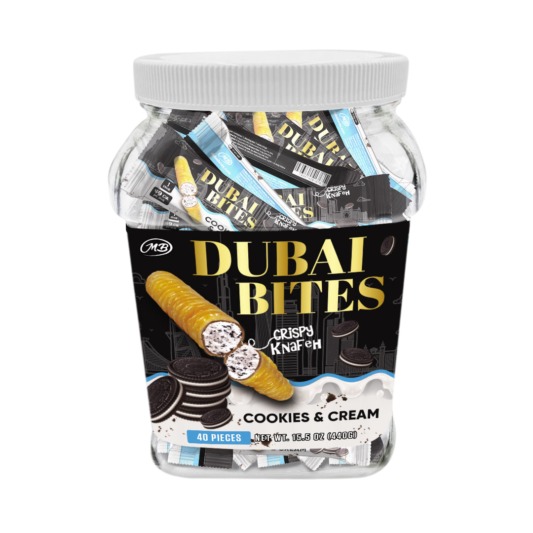 NON INFUSED DUBAI BITES MINIS with COOKIES & CREAM CRISPY KATAIFI KHUNAFA