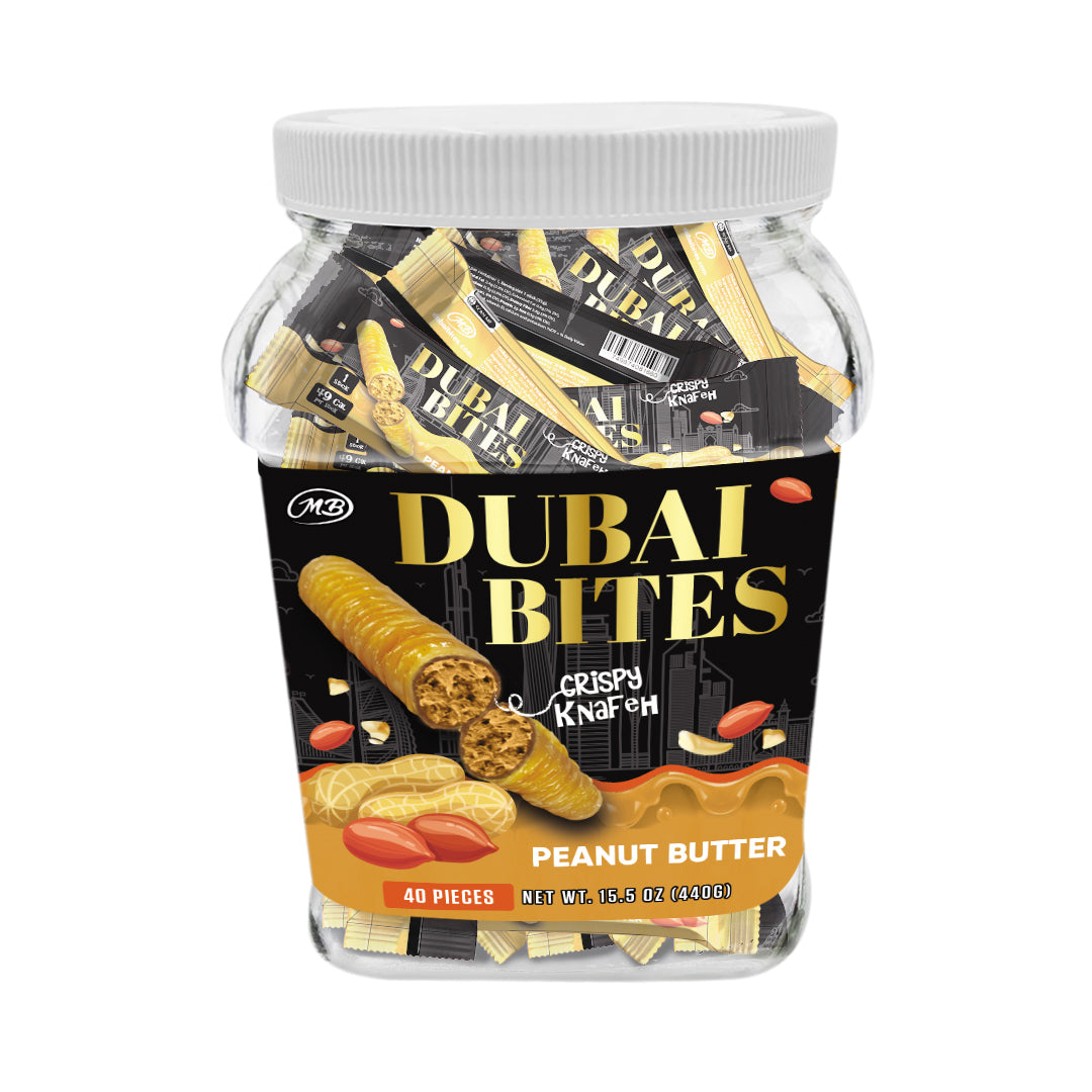 NON INFUSED DUBAI BITES MINIS with PEANUT BUTTER CREAM & CRISPY KATAIFI KHUNAFA