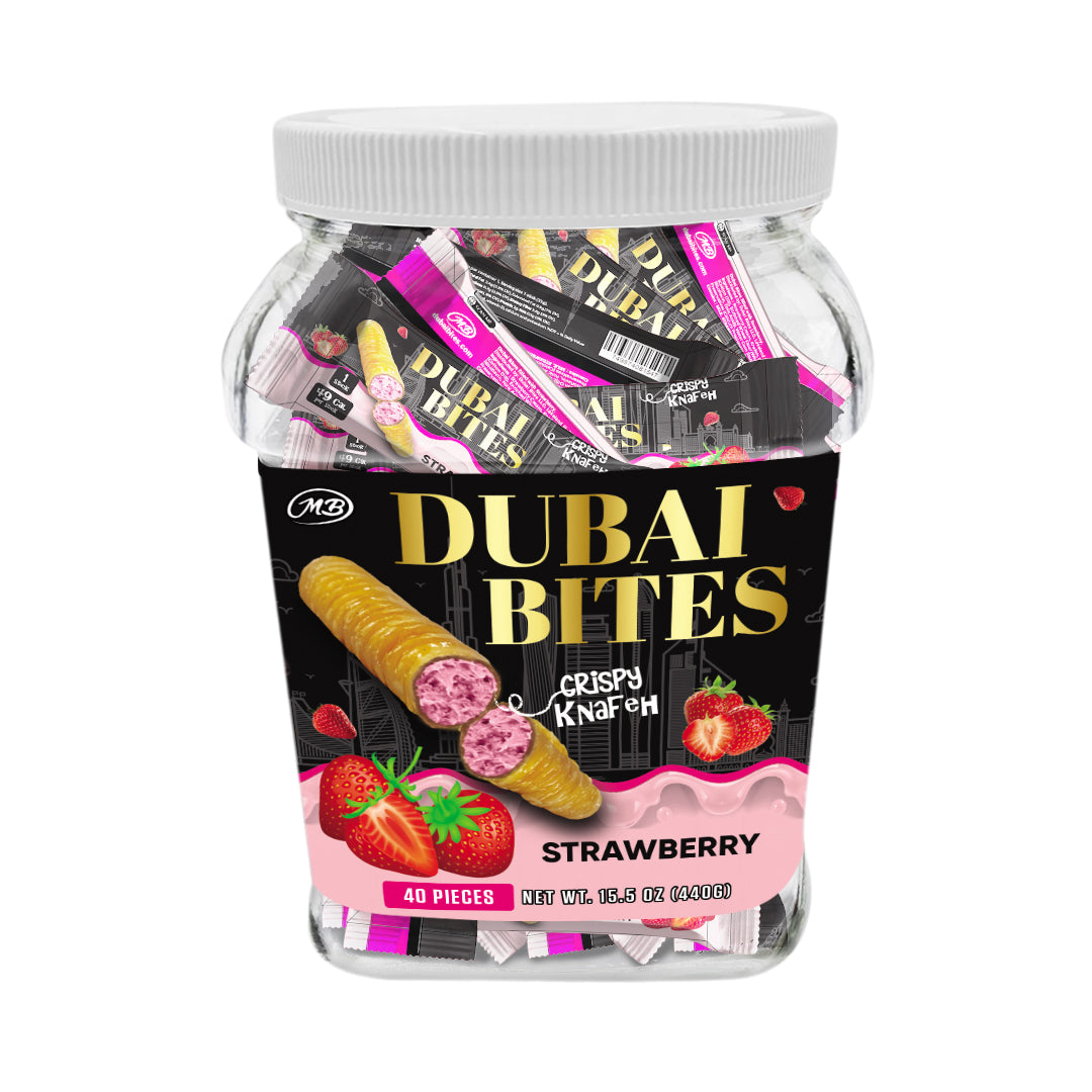 NON INFUSED DUBAI BITES MINIS with STRAWBERRY CREAM & CRISPY KATAIFI KHUNAFA