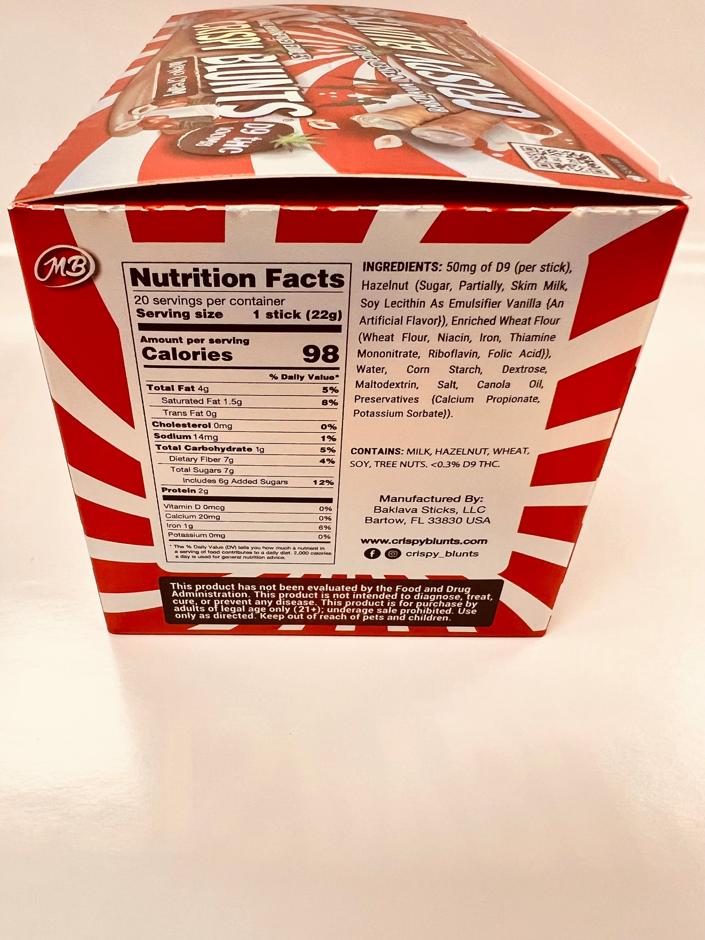 D9 Box of 10 (2 packs) 100mg with Bueno Cream Crispy Blunts Crispy Phyllo Dough 2 Sticks 1.5 oz