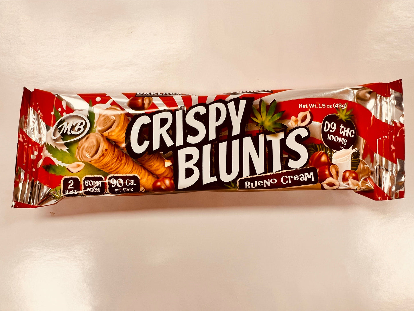 D9 Box of 10 (2 packs) 100mg with Bueno Cream Crispy Blunts Crispy Phyllo Dough 2 Sticks 1.5 oz
