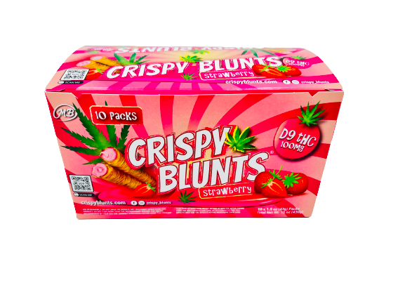 D9 Box of 10 (2 packs) 100mg with Strawberry Cream Crispy Blunts Crispy Phyllo Dough 2 Sticks 1.5 oz