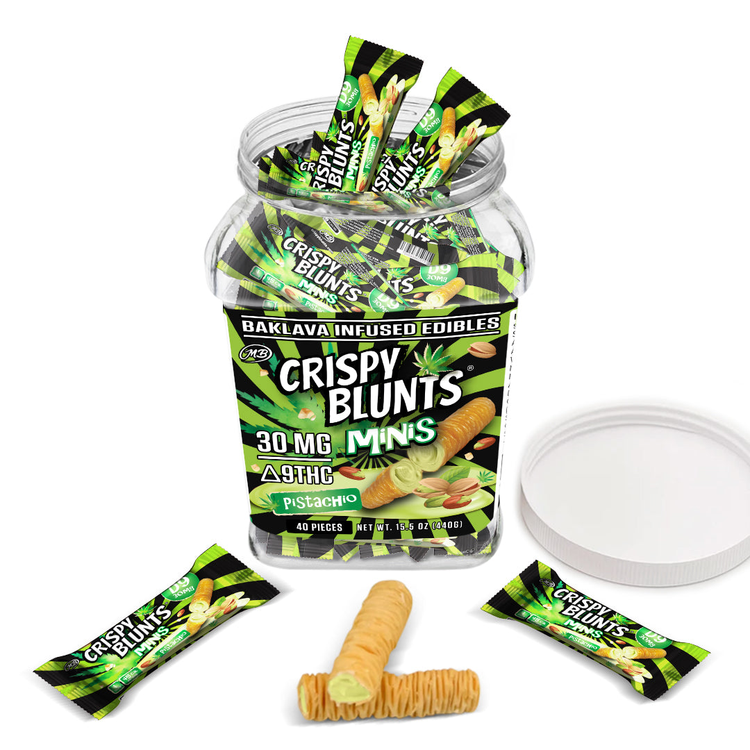 D9 minis 30mg each with Pistachio Crispy Blunts Cream Crispy Phyllo Dough