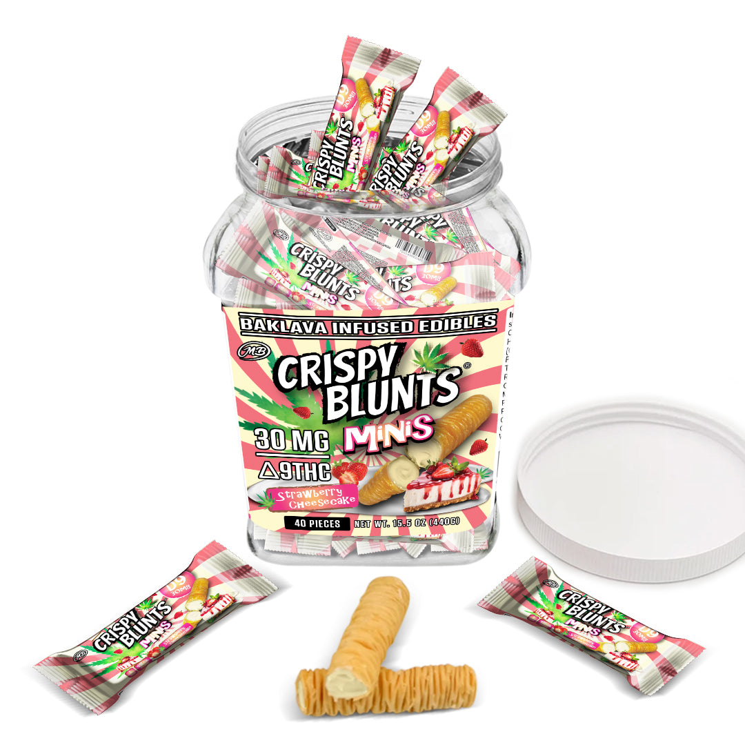 D9 minis 30mg each with Strawberry Cheesecake Crispy Blunts Cream Crispy Phyllo Dough