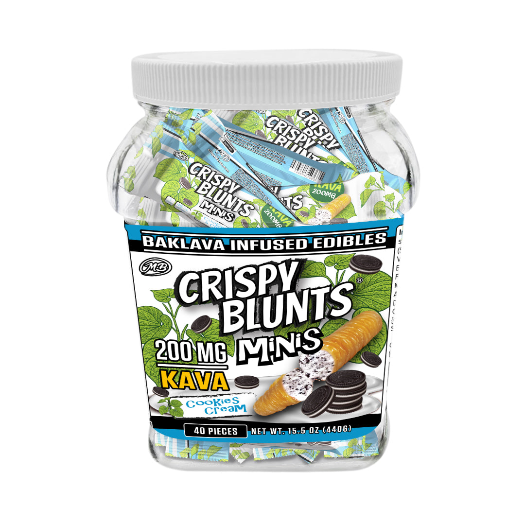 KAVA minis 200mg each with Cookies & Cream Crispy Blunts Cream Crispy Phyllo Dough