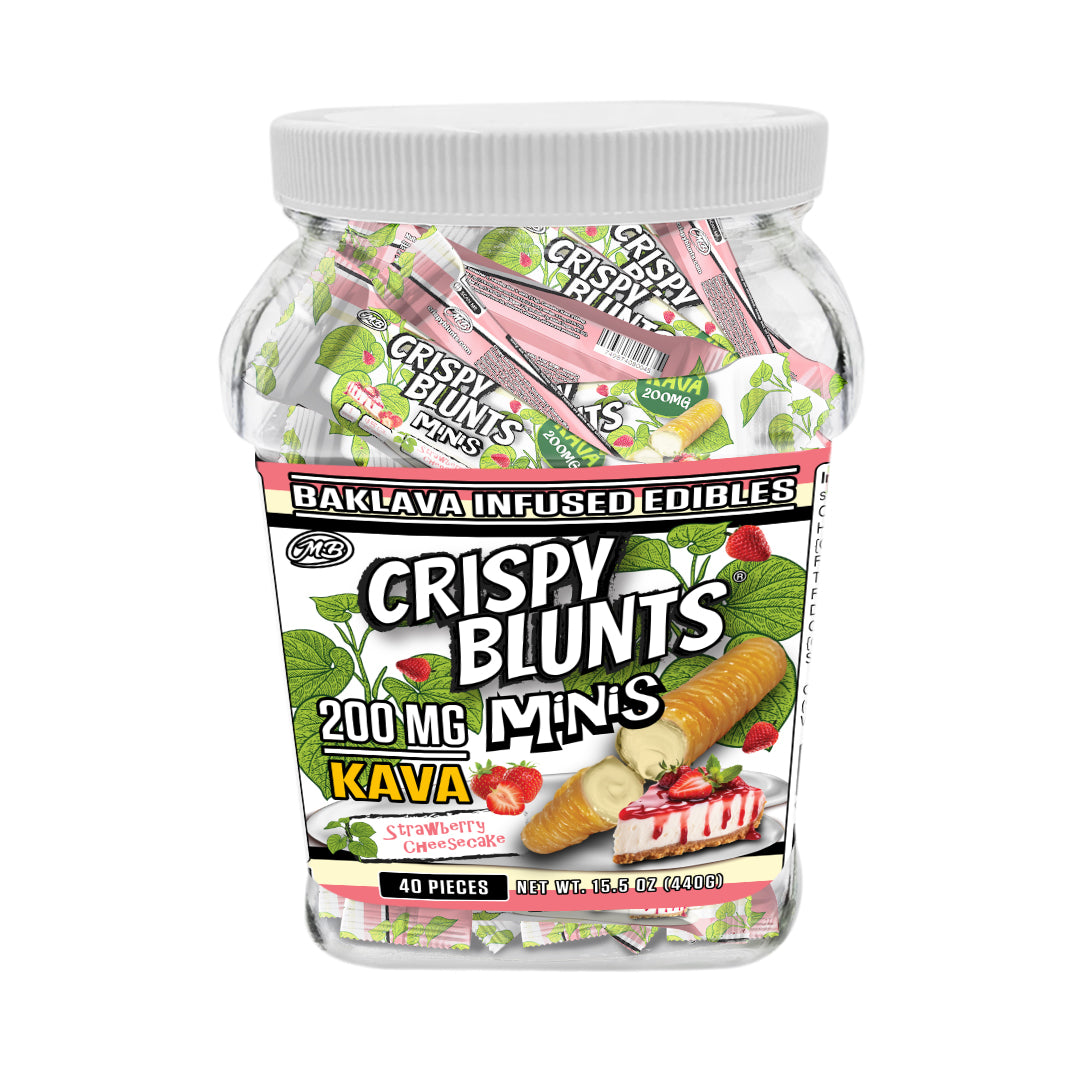KAVA minis 200mg each with Strawberry Cheesecake Crispy Blunts Cream Crispy Phyllo Dough