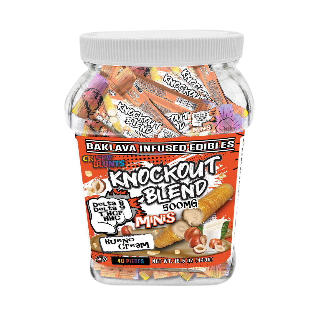KO Knock Out minis 500mg each with Bueno Crispy Blunts Cream Crispy Phyllo Dough