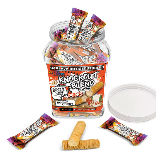 KO Knock Out minis 500mg each with Bueno Crispy Blunts Cream Crispy Phyllo Dough
