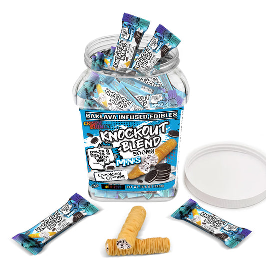 KO Knock Out minis 500mg each with Cookies & Cream Crispy Blunts Cream Crispy Phyllo Dough