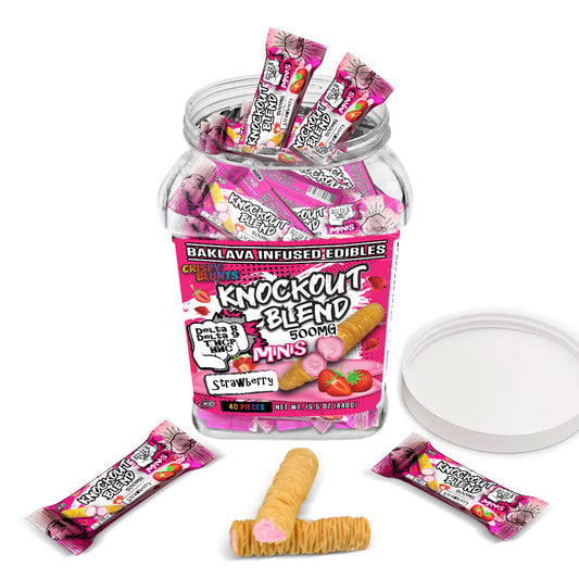 KO Knock Out minis 500mg each with Strawberry Crispy Blunts Cream Crispy Phyllo Dough