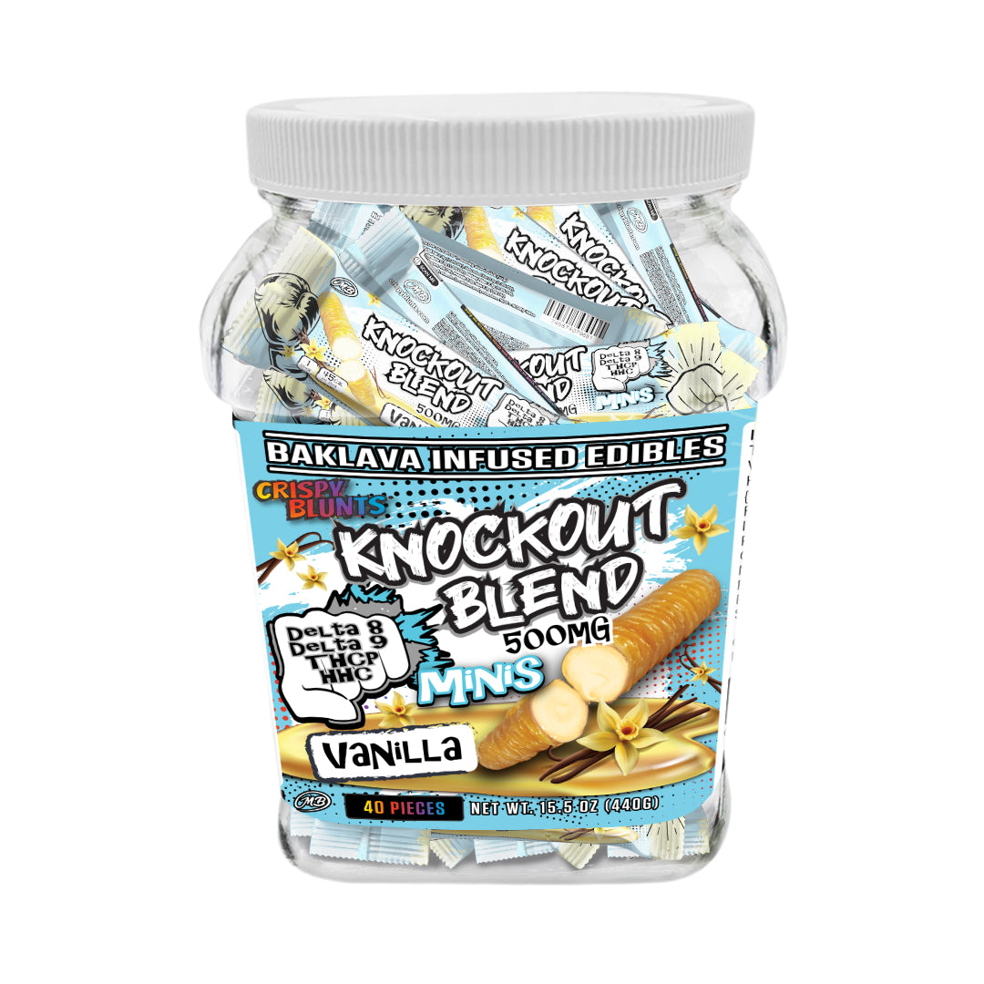 KO Knock Out minis 500mg each with Vanilla Crispy Blunts Cream Crispy Phyllo Dough