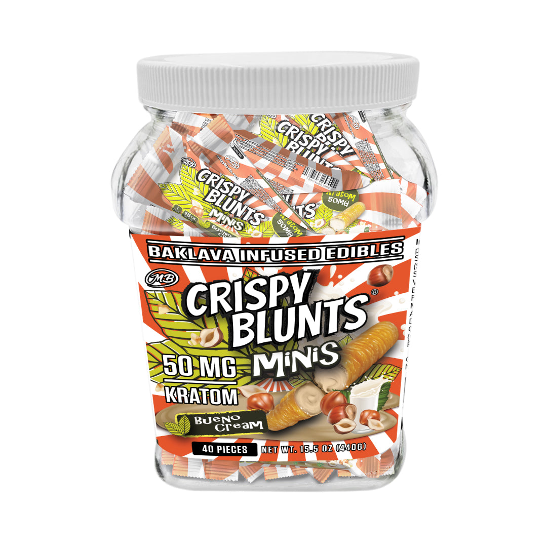 Kratom minis 50mg each with Bueno Cream Crispy Blunts Crispy Phyllo Dough