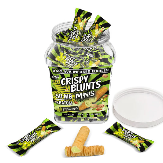 Kratom minis 50mg each with Pistachio Cream Crispy Blunts Crispy Phyllo Dough