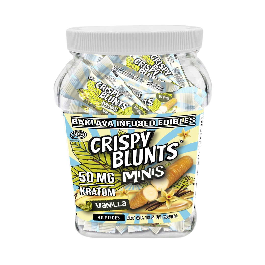 Kratom minis 50mg each with Vanilla Cream Crispy Blunts Crispy Phyllo Dough