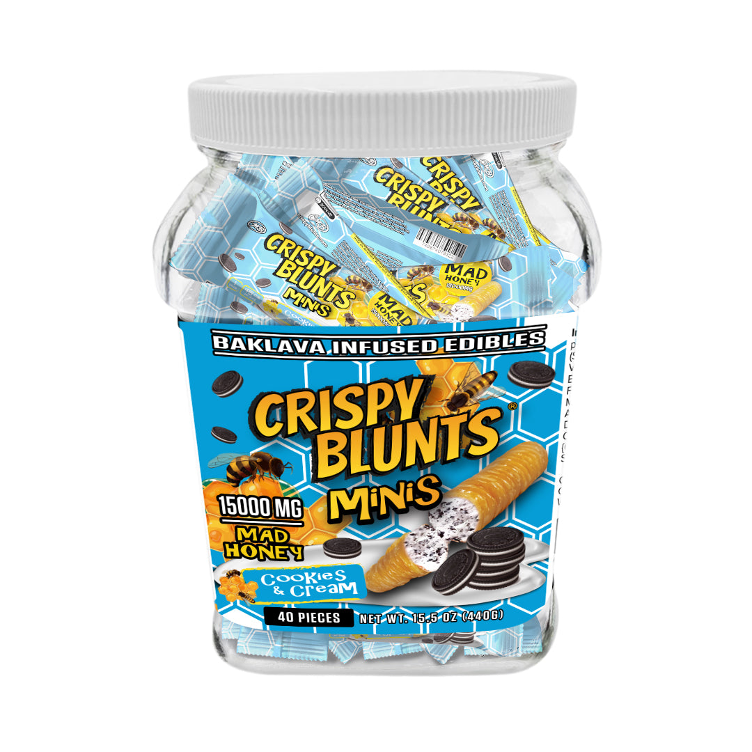 MAD HONEY minis 15000mg each with Cookies & Cream Crispy Blunts Cream Crispy Phyllo Dough