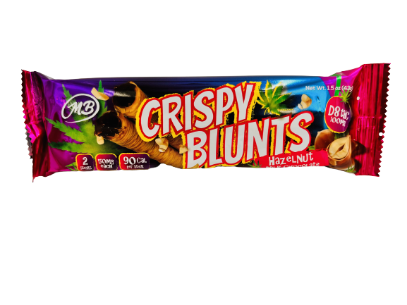 D8 Box of 10 (2 packs) 100mg with Hazelnut Chocolate Cream Crispy Blunts Crispy Phyllo Dough 2 Sticks 1.5 oz