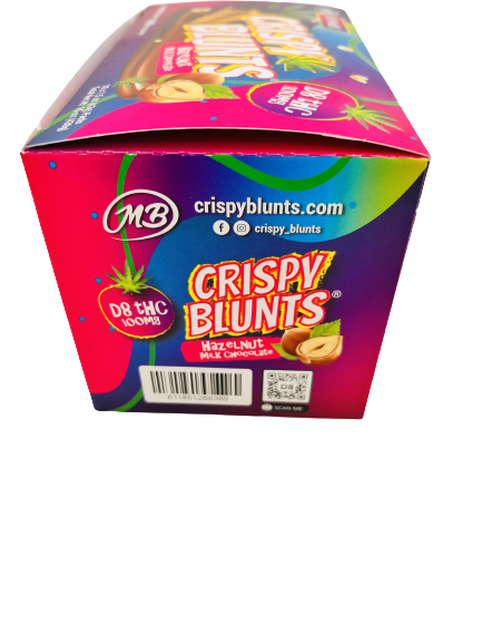 D8 Box of 10 (2 packs) 100mg with Hazelnut Chocolate Cream Crispy Blunts Crispy Phyllo Dough 2 Sticks 1.5 oz