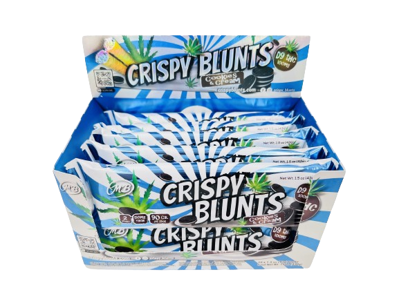 D9 Box of 10 (2 packs) 100mg with Cookies & Cream Crispy Blunts Crispy Phyllo Dough 2 Sticks 1.5 oz