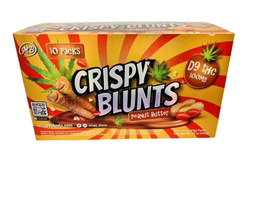 D9 Box of 10 (2 packs) 100mg with Peanut butter Cream Crispy Blunts Crispy Phyllo Dough 2 Sticks 1.5 oz
