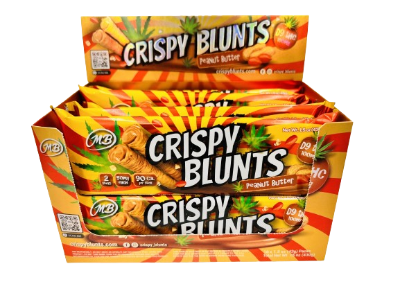 D9 Box of 10 (2 packs) 100mg with Peanut butter Cream Crispy Blunts Crispy Phyllo Dough 2 Sticks 1.5 oz