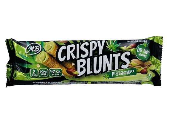 D9 Box of 10 (2 packs) 100mg with Pistachio Cream Crispy Blunts Crispy Phyllo Dough 2 Sticks 1.5 oz