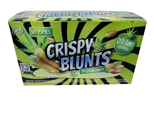 D9 Box of 10 (2 packs) 100mg with Pistachio Cream Crispy Blunts Crispy Phyllo Dough 2 Sticks 1.5 oz