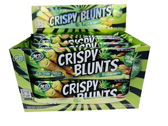 D9 Box of 10 (2 packs) 100mg with Pistachio Cream Crispy Blunts Crispy Phyllo Dough 2 Sticks 1.5 oz