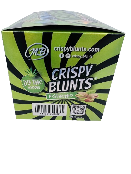 D9 Box of 10 (2 packs) 100mg with Pistachio Cream Crispy Blunts Crispy Phyllo Dough 2 Sticks 1.5 oz