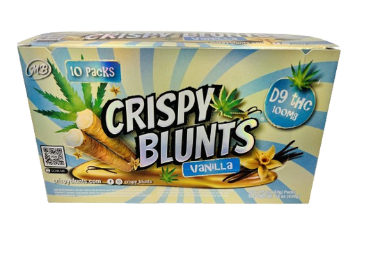 D9 Box of 10 (2 packs) 100mg with Vanilla Cream Crispy Blunts Crispy Phyllo Dough 2 Sticks 1.5 oz