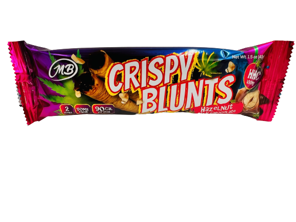 HHC Box of 10 (2 packs) 100mg with Hazelnut Chocolate Cream Crispy Blunts Crispy Phyllo Dough 2 Sticks 1.5 oz