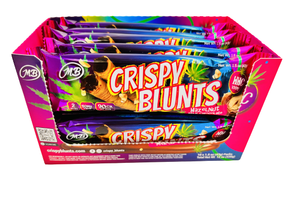 HHC Box of 10 (2 packs) 100mg with Hazelnut Chocolate Cream Crispy Blunts Crispy Phyllo Dough 2 Sticks 1.5 oz