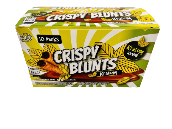 Kratom Box of 10 (2 packs) 100mg with Hazelnut Chocolate Crispy Blunt Cream Crispy Phyllo Dough 2 Sticks 1.5 oz