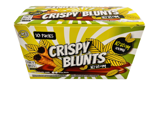 Kratom Box of 10 (2 packs) 100mg with Hazelnut Chocolate Crispy Blunt Cream Crispy Phyllo Dough 2 Sticks 1.5 oz