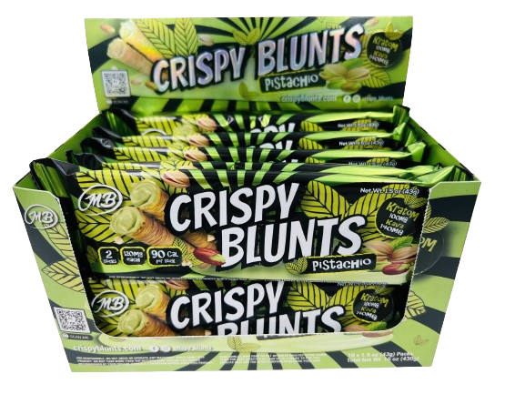 Kratom Box of 10 (2 packs) 100mg with Pistachio Cream & Kava Crispy Blunts Crispy Phyllo Dough 2 Sticks 1.5 oz