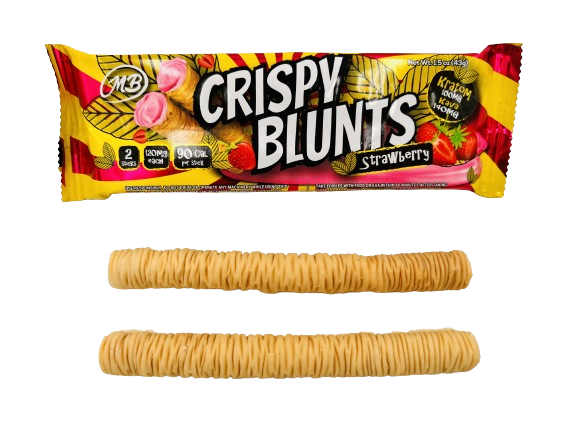 Kratom Box of 10 (2 packs) 100mg with Strawberry Cream & Kava Crispy Blunts Crispy Phyllo Dough 2 Sticks 1.5 oz