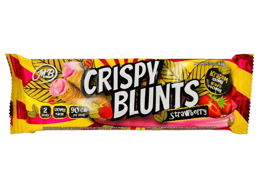 Kratom 100mg with Strawberry Cream & Kava Crispy Blunts Crispy Phyllo Dough 2 Sticks 1.5 oz