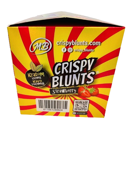 Kratom Box of 10 (2 packs) 100mg with Strawberry Cream & Kava Crispy Blunts Crispy Phyllo Dough 2 Sticks 1.5 oz
