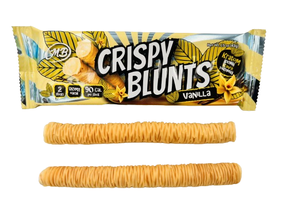 Kratom Box of 10 (2 packs) 100mg with Vanilla Cream & Kava Crispy Blunts Crispy Phyllo Dough 2 Sticks 1.5 oz