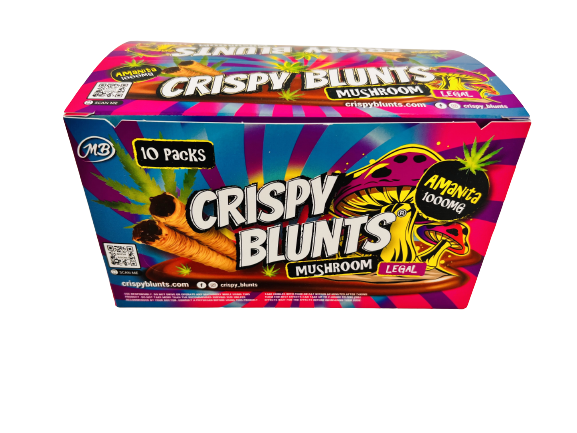 Amanita Muscaria Mushroom Box of 10 (2 packs) 1000mg with Hazelnut Chocolate Cream Crispy Blunts Crispy Phyllo Dough 2 Sticks 1.5 oz