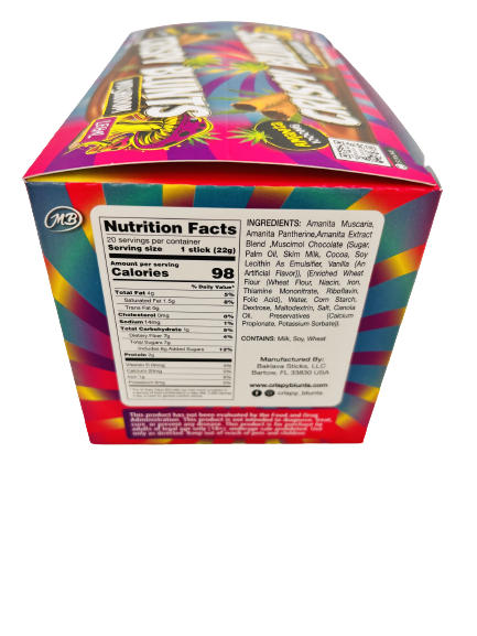 Amanita Muscaria Mushroom Box of 10 (2 packs) 1000mg with Hazelnut Chocolate Cream Crispy Blunts Crispy Phyllo Dough 2 Sticks 1.5 oz