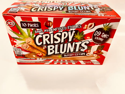 D9 Box of 10 (2 packs) 100mg with Bueno Cream Crispy Blunts Crispy Phyllo Dough 2 Sticks 1.5 oz