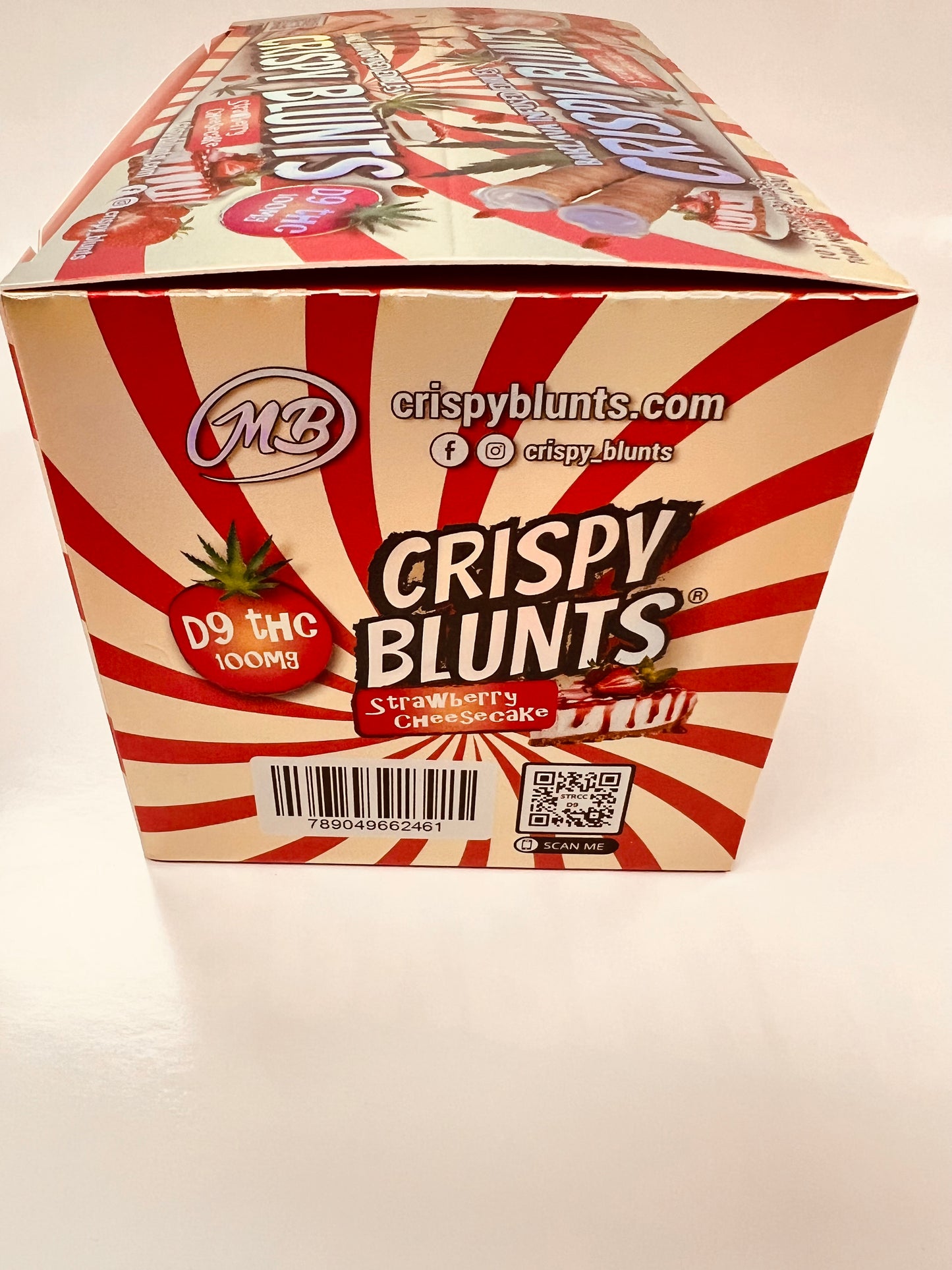 D9 Box of 10 (2 packs) 100mg with Strawberry Cheesecake Cream Crispy Blunts Crispy Phyllo Dough 2 Sticks 1.5 oz