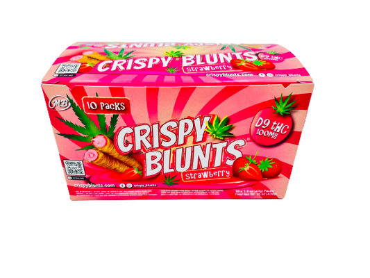 D9 Box of 10 (2 packs) 100mg with Strawberry Cream Crispy Blunts   Crispy Phyllo Dough 2 Sticks 1.5 oz