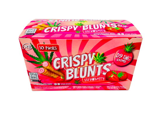 D9 Box of 10 (2 packs) 100mg with Strawberry Cream Crispy Blunts   Crispy Phyllo Dough 2 Sticks 1.5 oz