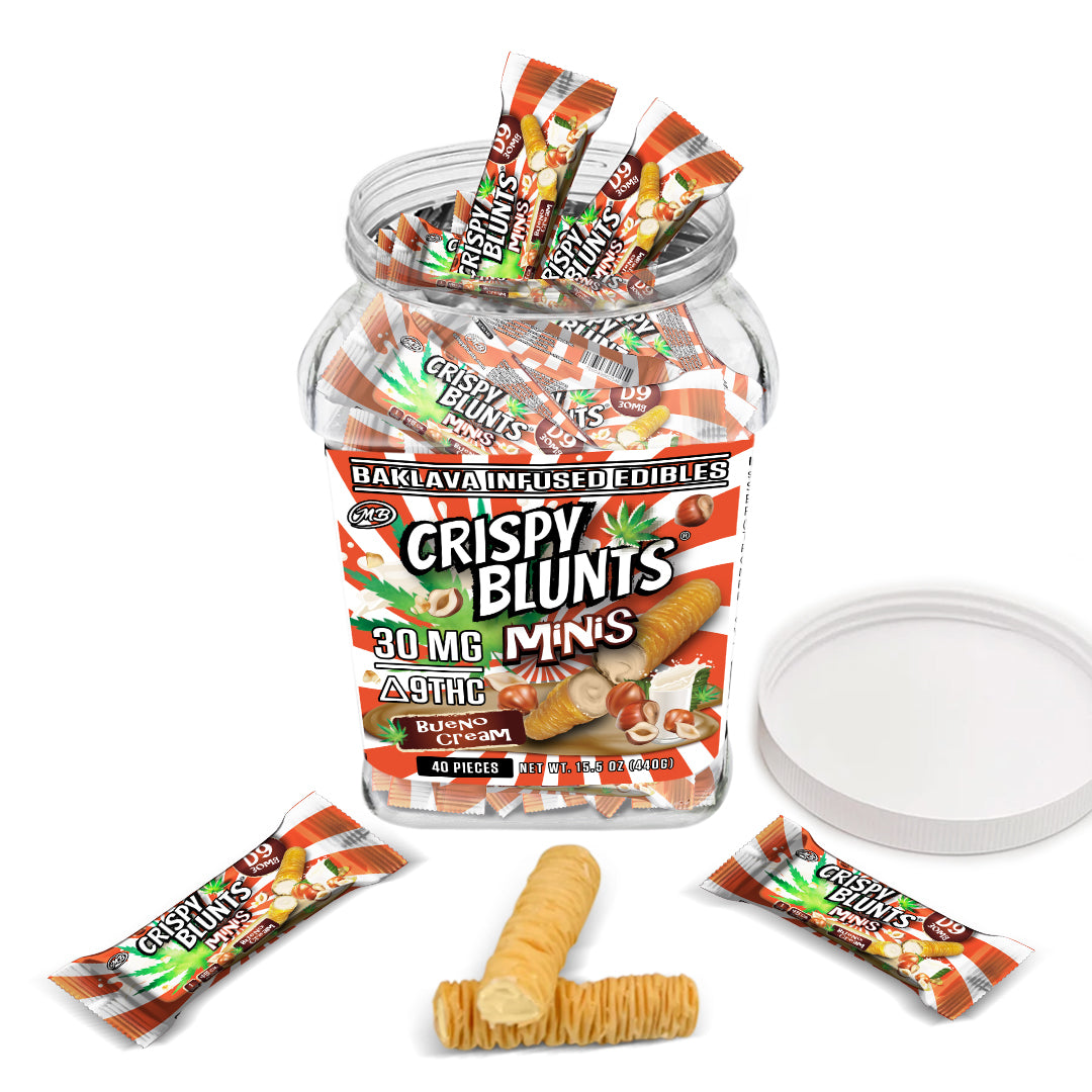 D9 minis 30mg each with Bueno Crispy Blunts Cream Crispy Phyllo Dough